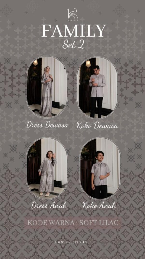 FAMILY SET KALEELA VOL 2 KODE WARNA SOFT LILAC