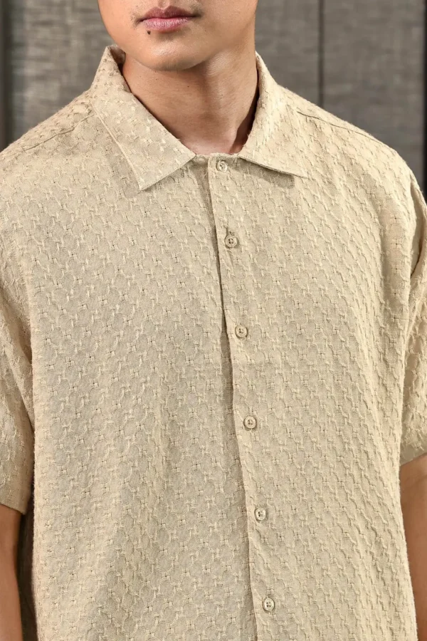 Tiama Shirt Short Sleeve Cream - Gambar 2