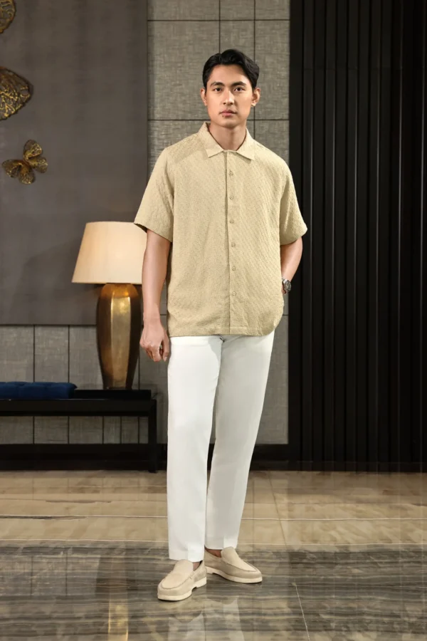 Tiama Shirt Short Sleeve Cream - Gambar 7