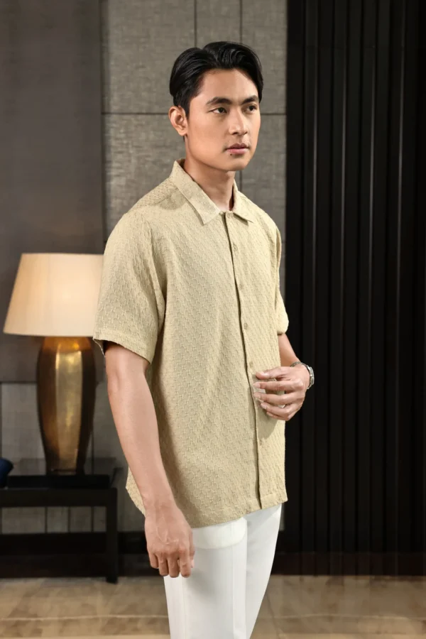 Tiama Shirt Short Sleeve Cream - Gambar 6